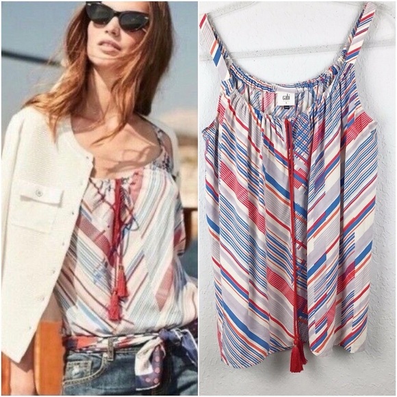 EUC Cabi All Aboard Tassel Tie Top Patriotic Red White Blue size XS - Picture 1 of 6